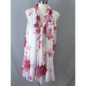 NWT City Chic Pink White Floral Halter Tie Front Peplum Top Plus Size M/18